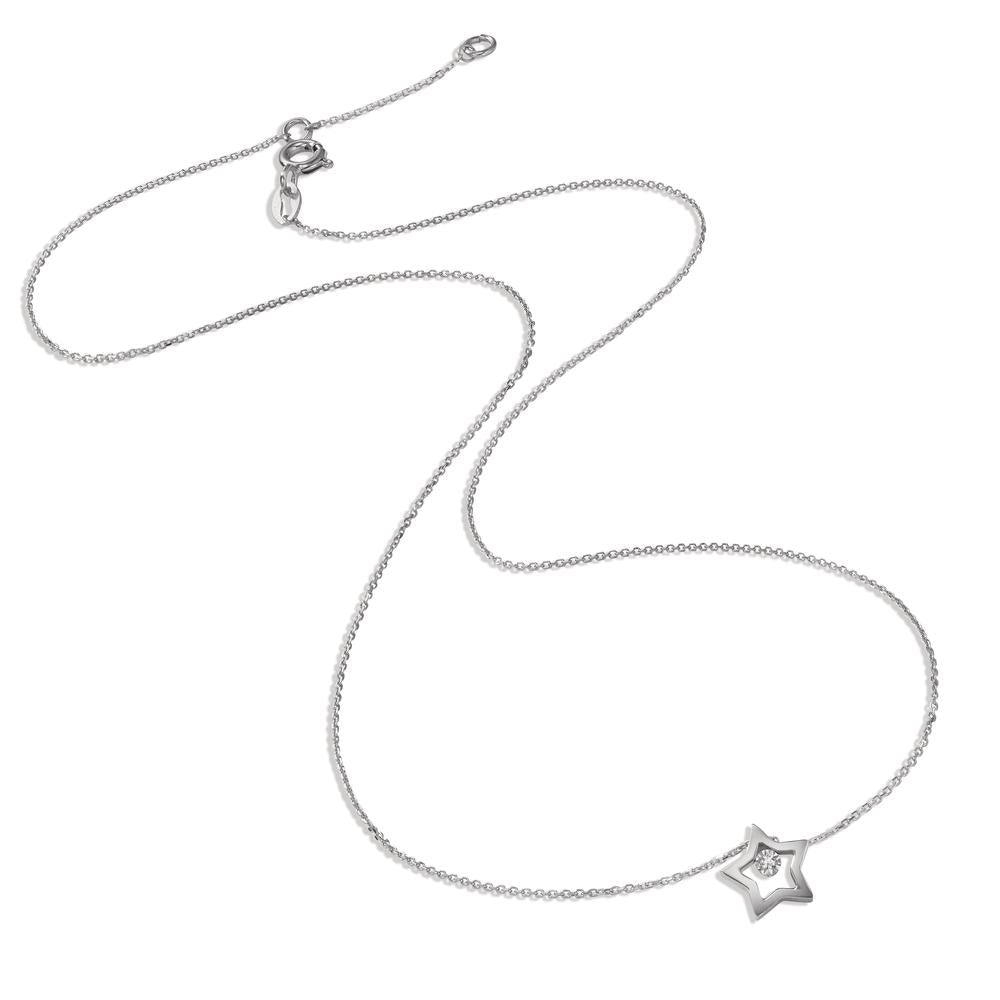 Collier Or blanc 18K Diamant 0.005 ct, w-si Étoile 40-42 cm Ø7.5 mm