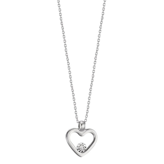 Collier Or blanc 18K Diamant 0.008 ct, w-si Coeur 40-42 cm Ø9 mm