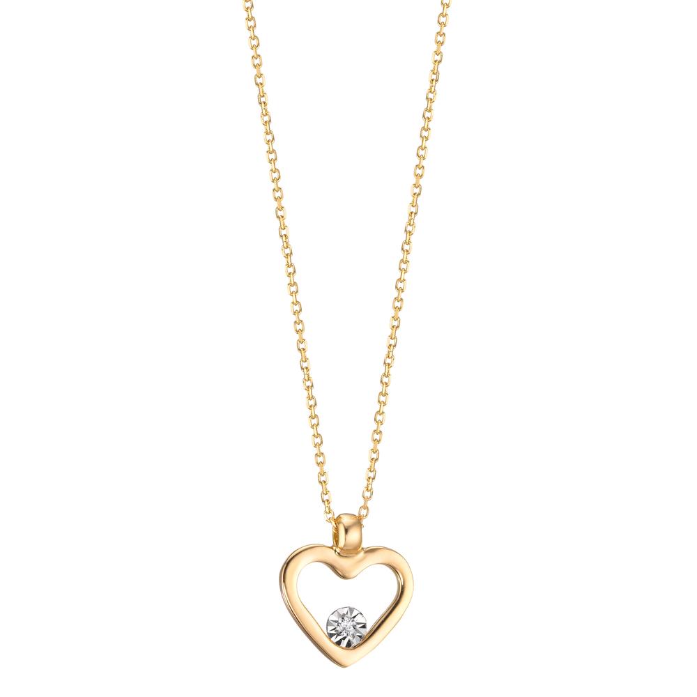 Collier Or jaune 18K Diamant 0.008 ct, w-si Coeur 40-42 cm Ø9 mm