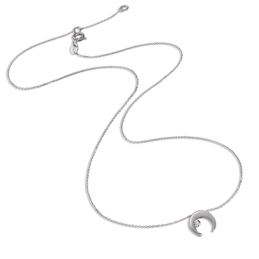 Collier Or blanc 18K Diamant 0.005 ct, w-si Lune 40-42 cm Ø8.5 mm