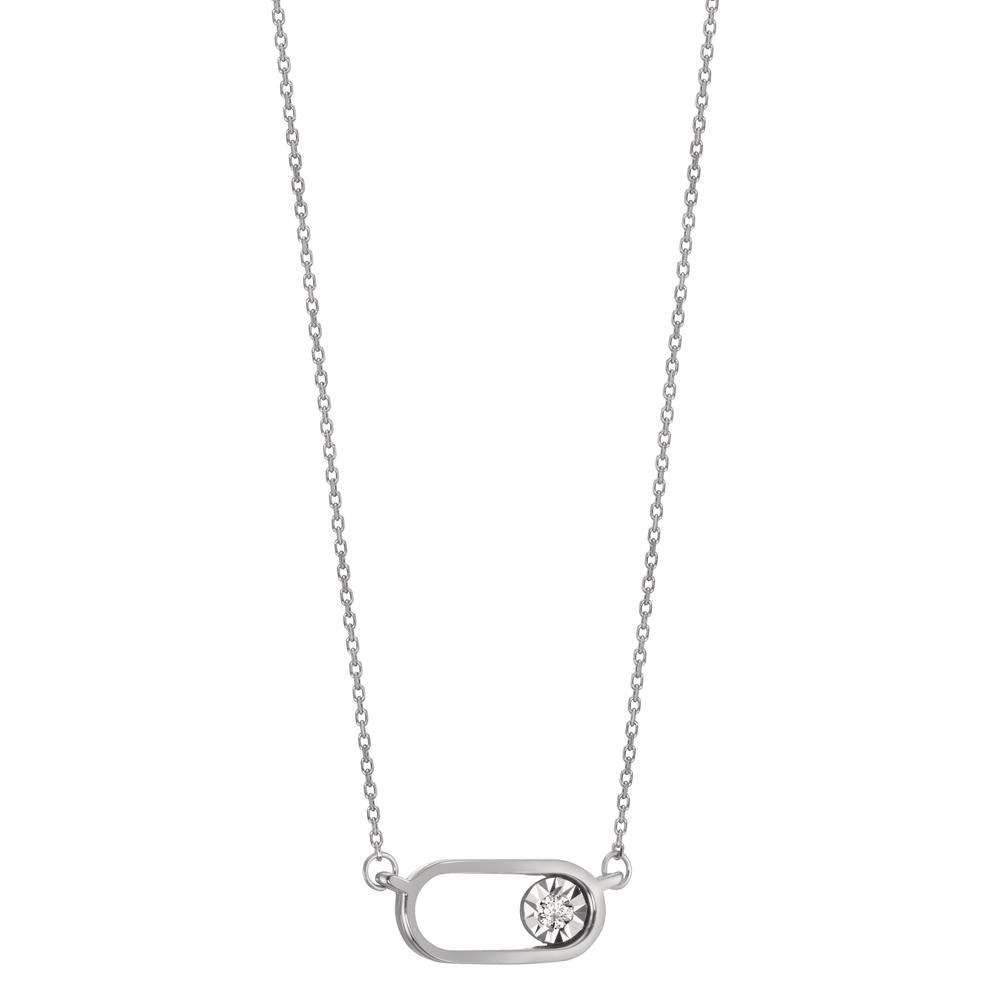 Collier Or blanc 18K Diamant 0.015 ct, w-si 40-42 cm