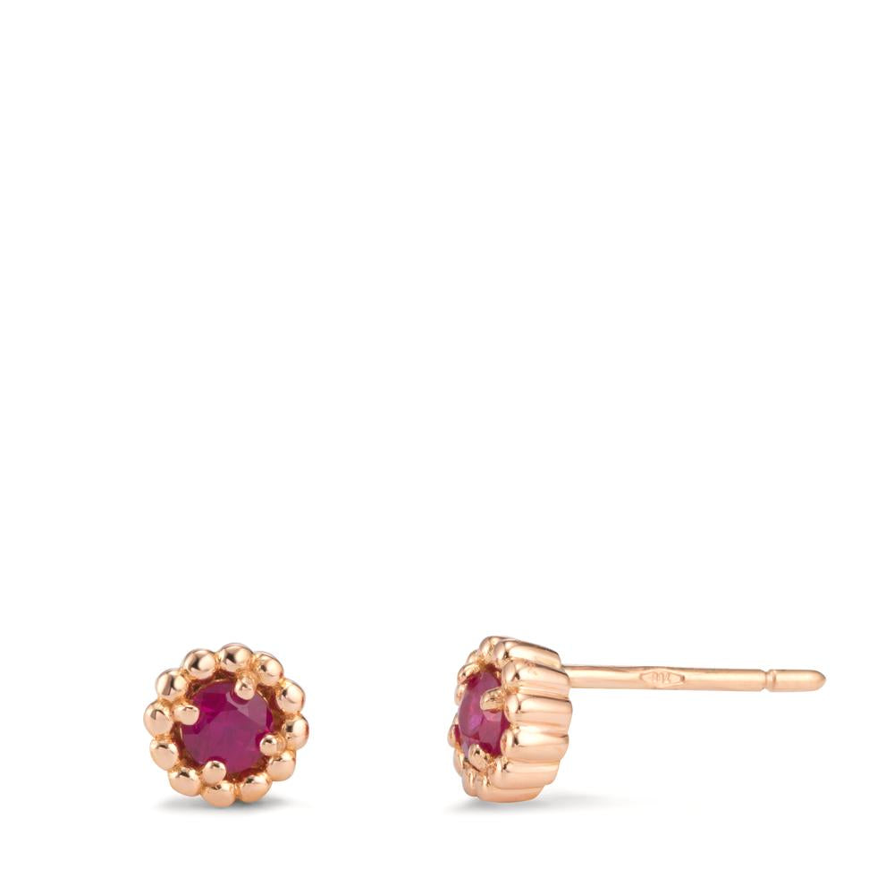 Clous d'oreilles Or rouge 18K Rubis 0.30 ct, 2 Pierres Ø5.5 mm