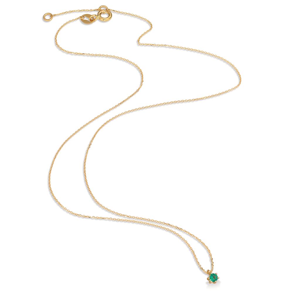 Collier Or jaune 18K Émeraude 0.12 ct 40-42 cm Ø3.5 mm