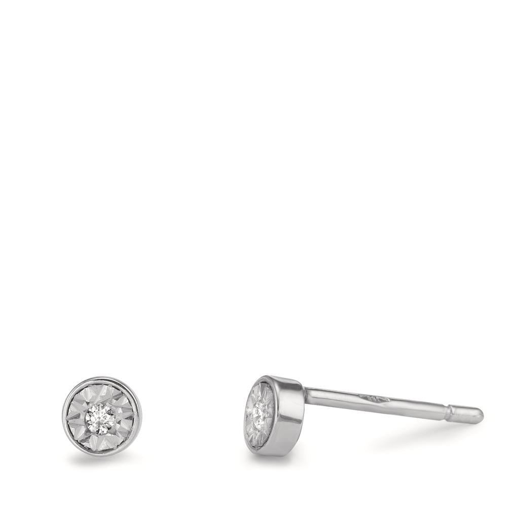 Clous d'oreilles Or blanc 18K Diamant 0.03 ct, 2 Pierres, w-si Ø4 mm