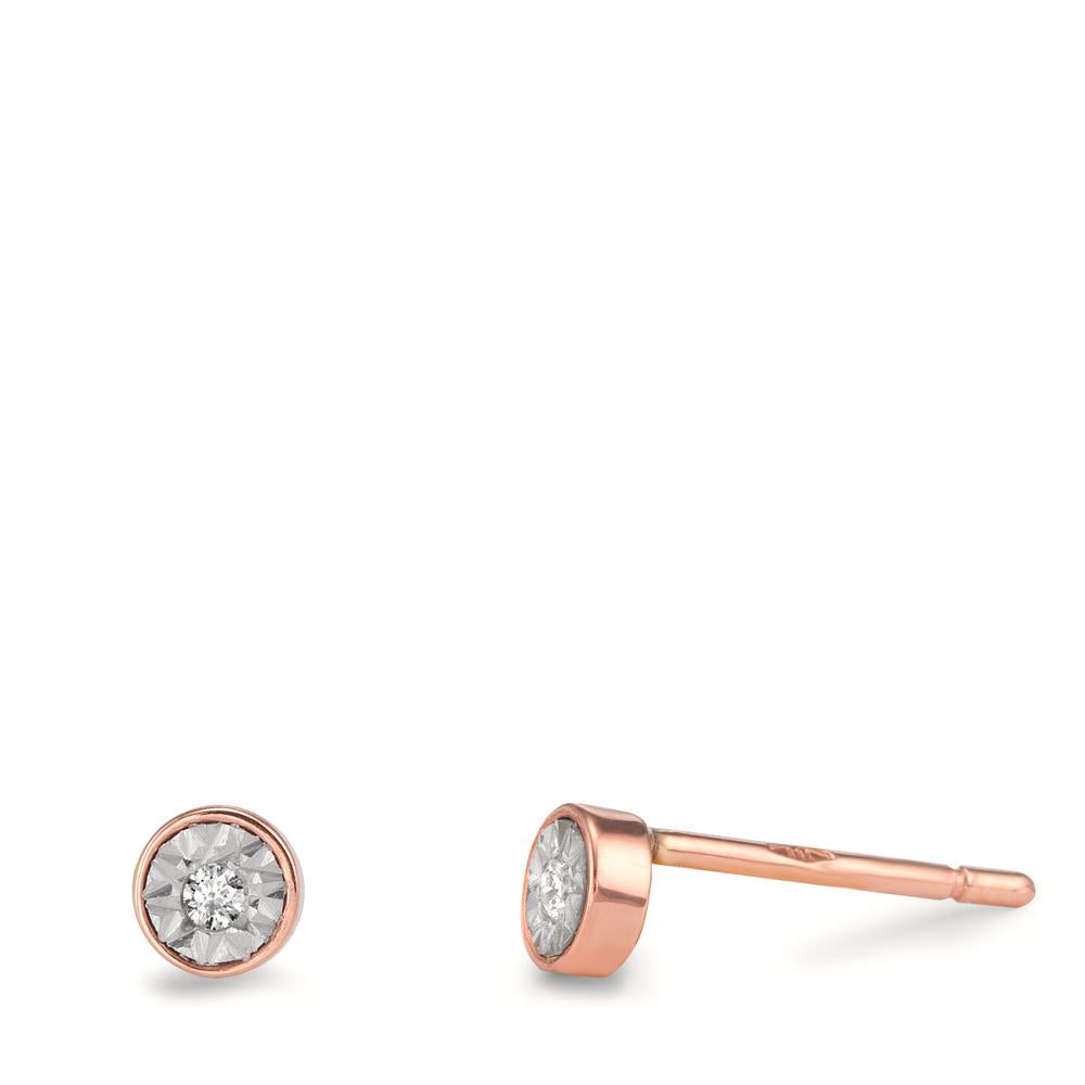 Clous d'oreilles Or rouge 18K Diamant 0.03 ct, 2 Pierres, w-si Ø4 mm