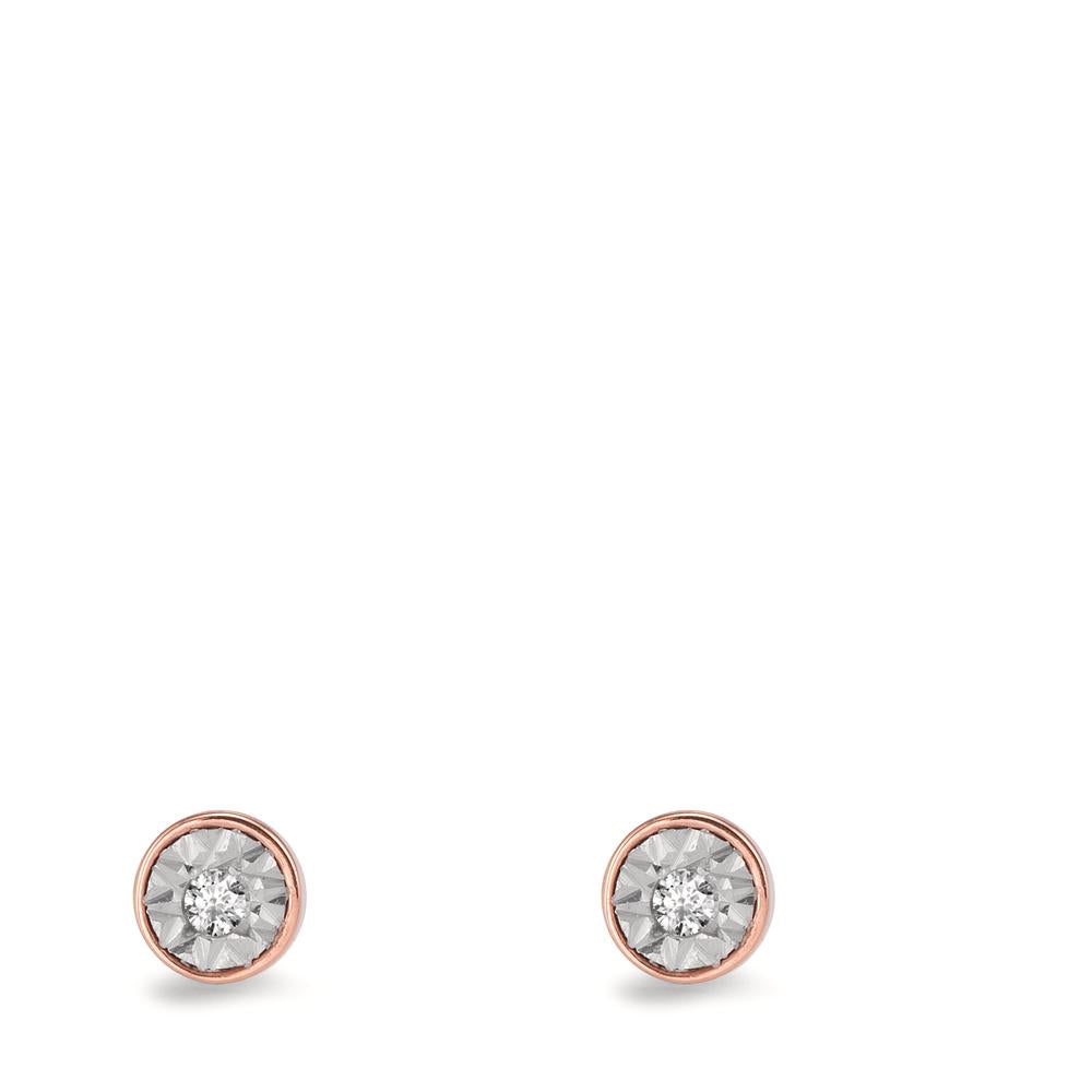 Clous d'oreilles Or rouge 18K Diamant 0.03 ct, 2 Pierres, w-si Ø4 mm