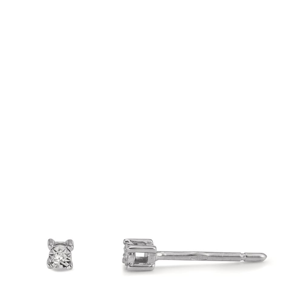 Clous d'oreilles Or blanc 18K Diamant 0.02 ct, 2 Pierres, w-si Ø2.5 mm