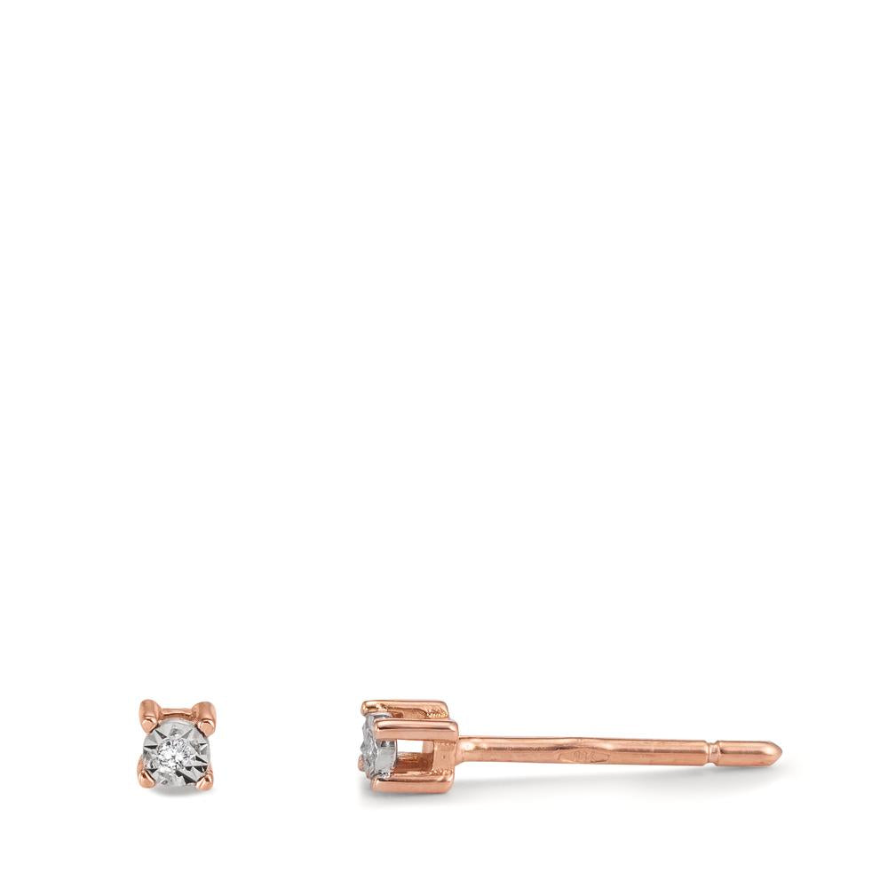 Clous d'oreilles Or rouge 18K Diamant 0.02 ct, 2 Pierres, w-si Ø2.5 mm