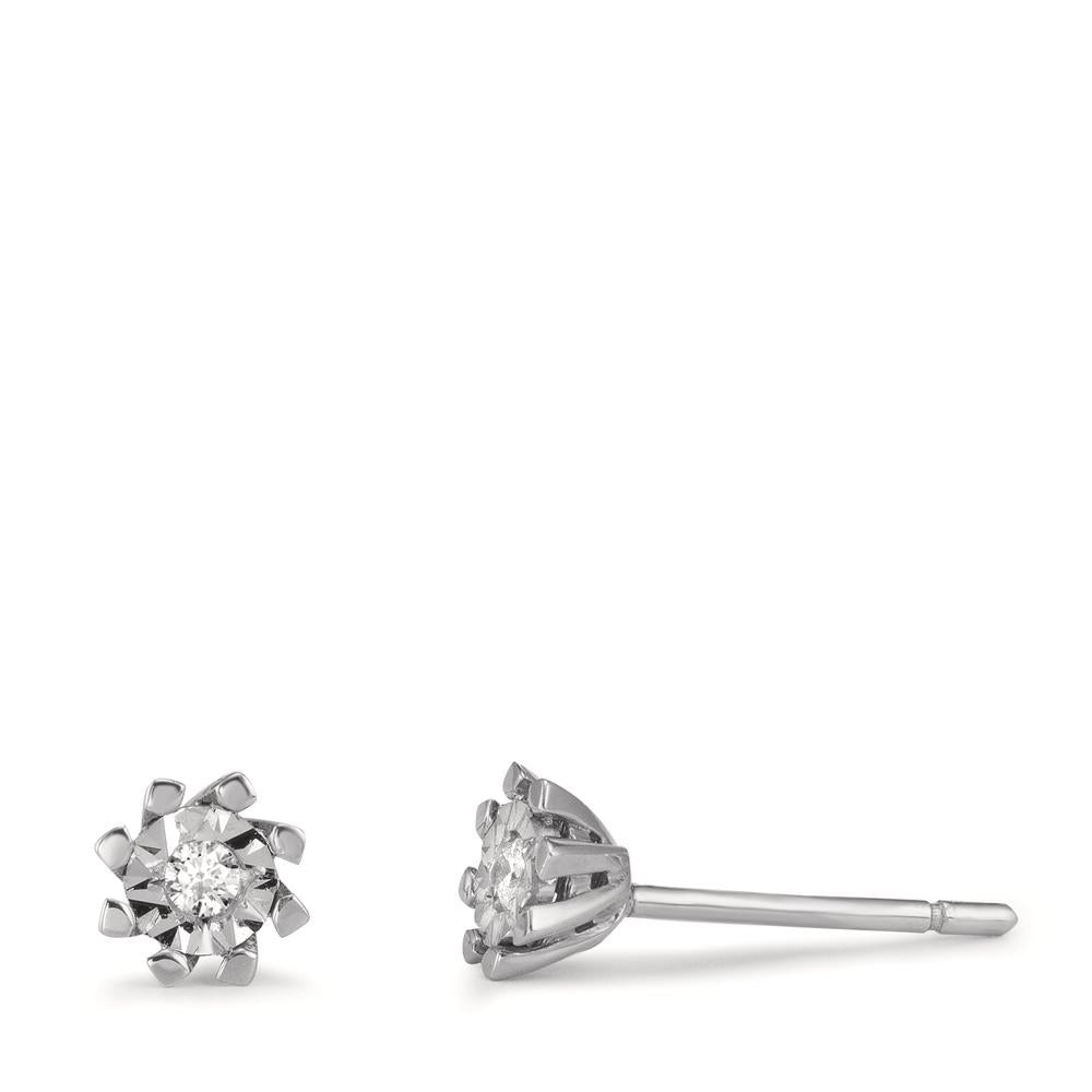 Clous d'oreilles Or blanc 18K Diamant 0.05 ct, 2 Pierres, w-si Ø5 mm