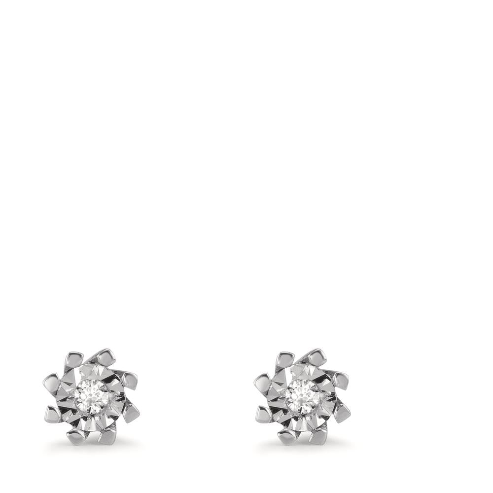 Clous d'oreilles Or blanc 18K Diamant 0.05 ct, 2 Pierres, w-si Ø5 mm