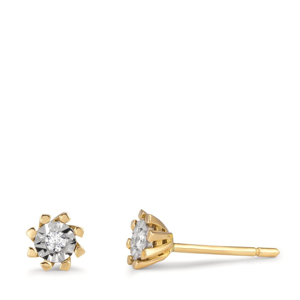 Clous d'oreilles Or jaune 18K Diamant 0.05 ct, 2 Pierres, w-si Ø5 mm