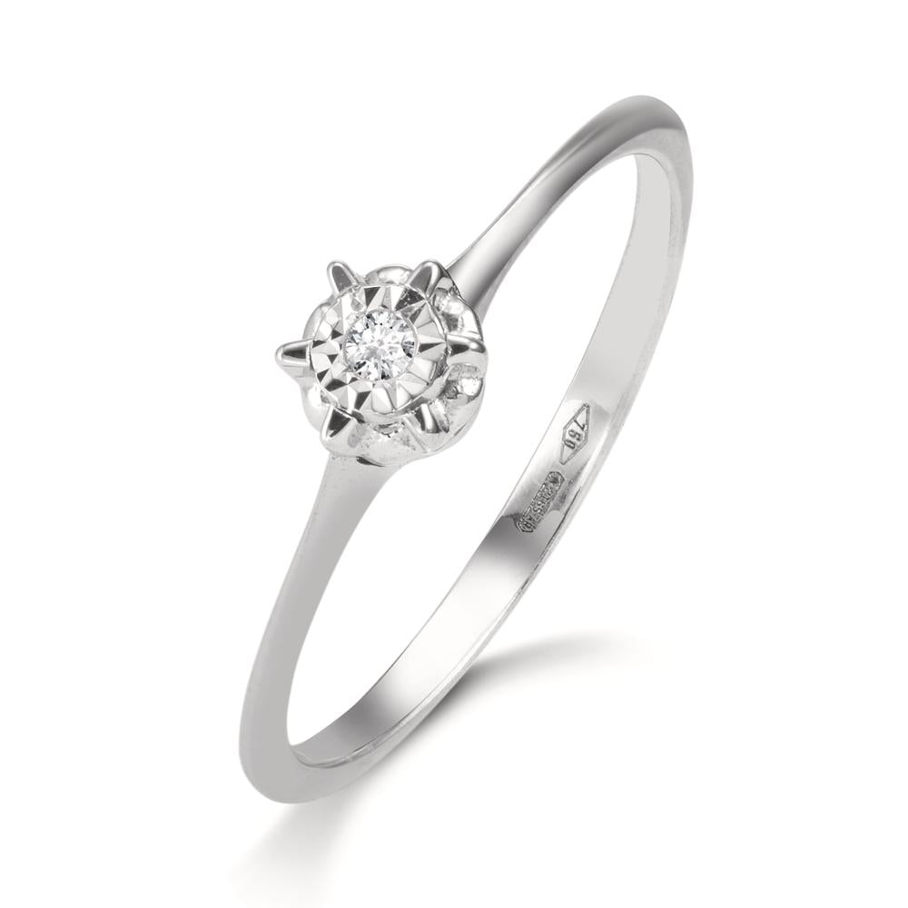 Bague solitaire Or blanc 18K Diamant 0.015 ct, w-si Ø4.5 mm