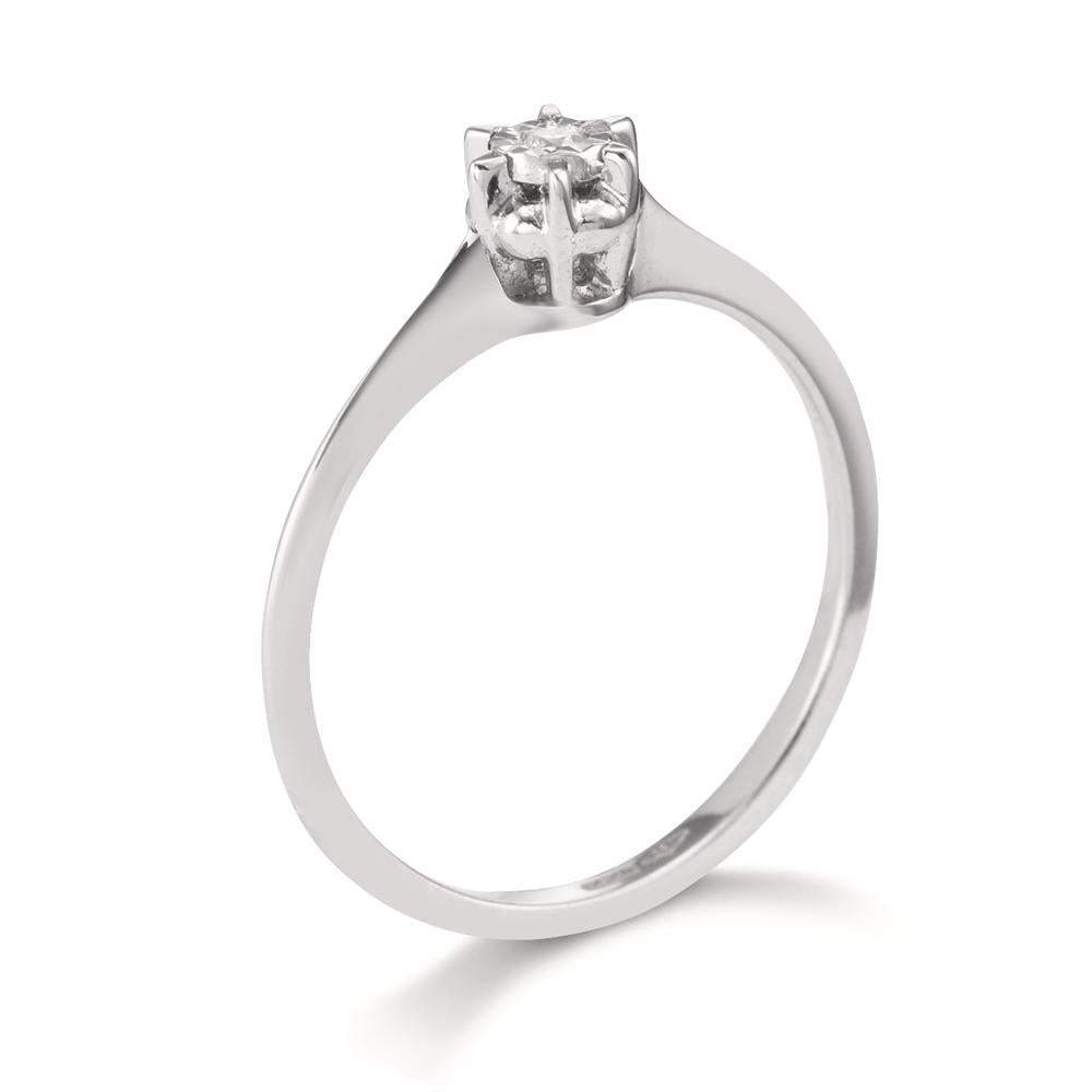 Bague solitaire Or blanc 18K Diamant 0.015 ct, w-si Ø4.5 mm