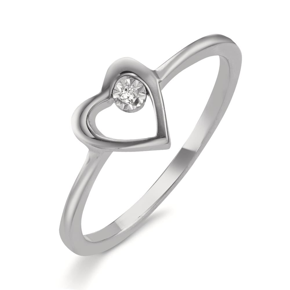 Bague Or blanc 18K Diamant 0.005 ct, w-si Coeur Ø6.5 mm