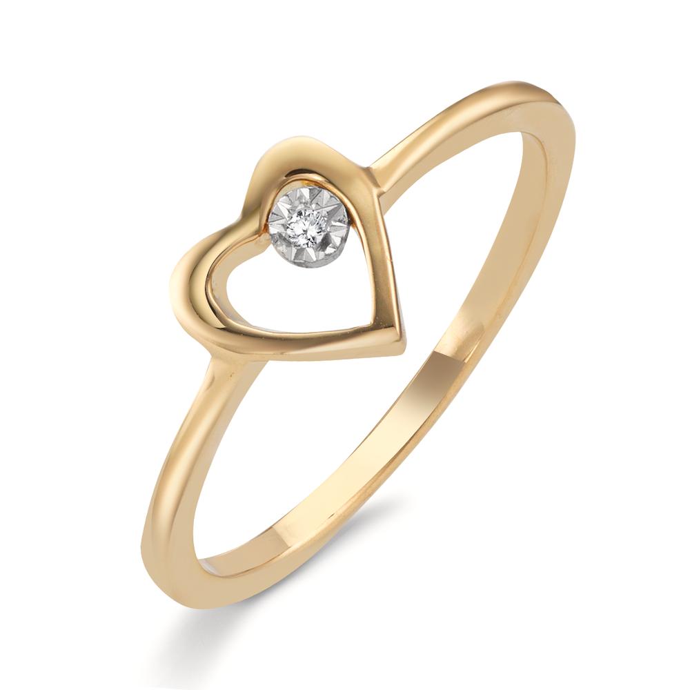 Bague Or jaune 18K Diamant 0.005 ct, w-si Coeur Ø6.5 mm