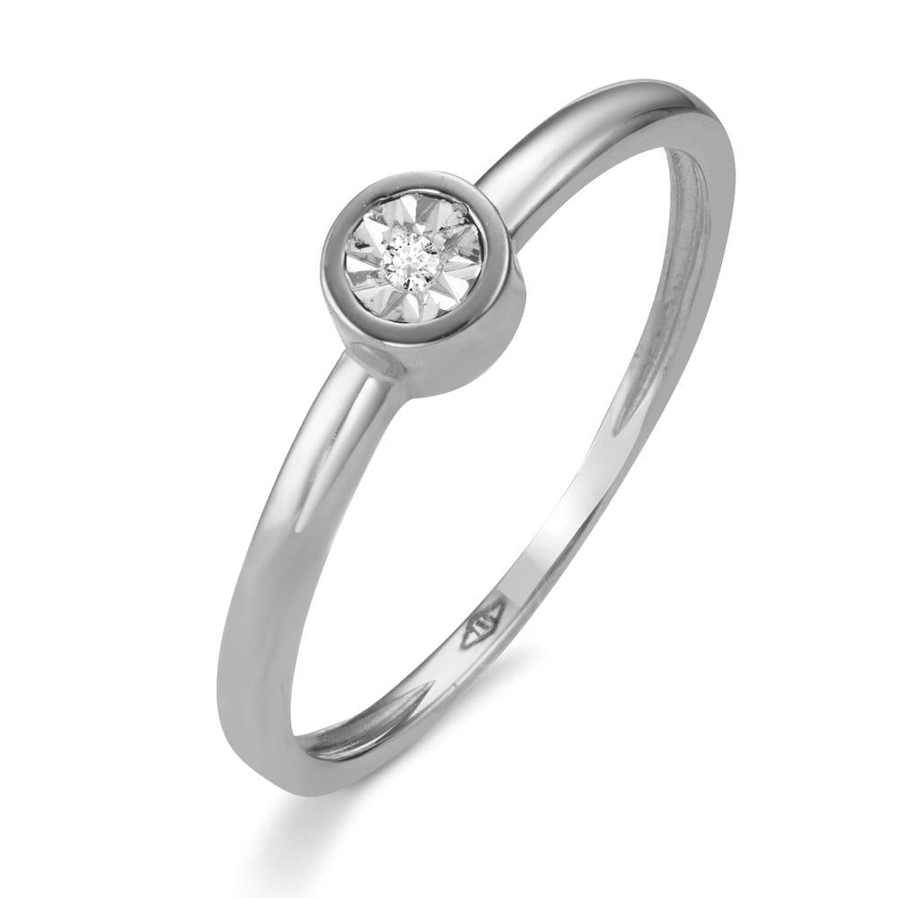 Bague solitaire Or blanc 18K Diamant 0.015 ct, w-si Ø4.5 mm