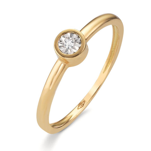 Bague solitaire Or jaune 18K Diamant 0.015 ct, w-si Ø4.5 mm