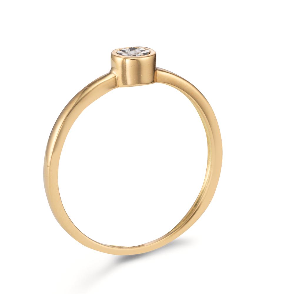 Bague solitaire Or jaune 18K Diamant 0.015 ct, w-si Ø4.5 mm