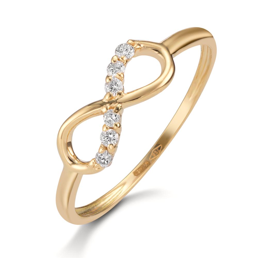 Bague Or jaune 18K Diamant 0.06 ct, 6 Pierres, w-si Infini