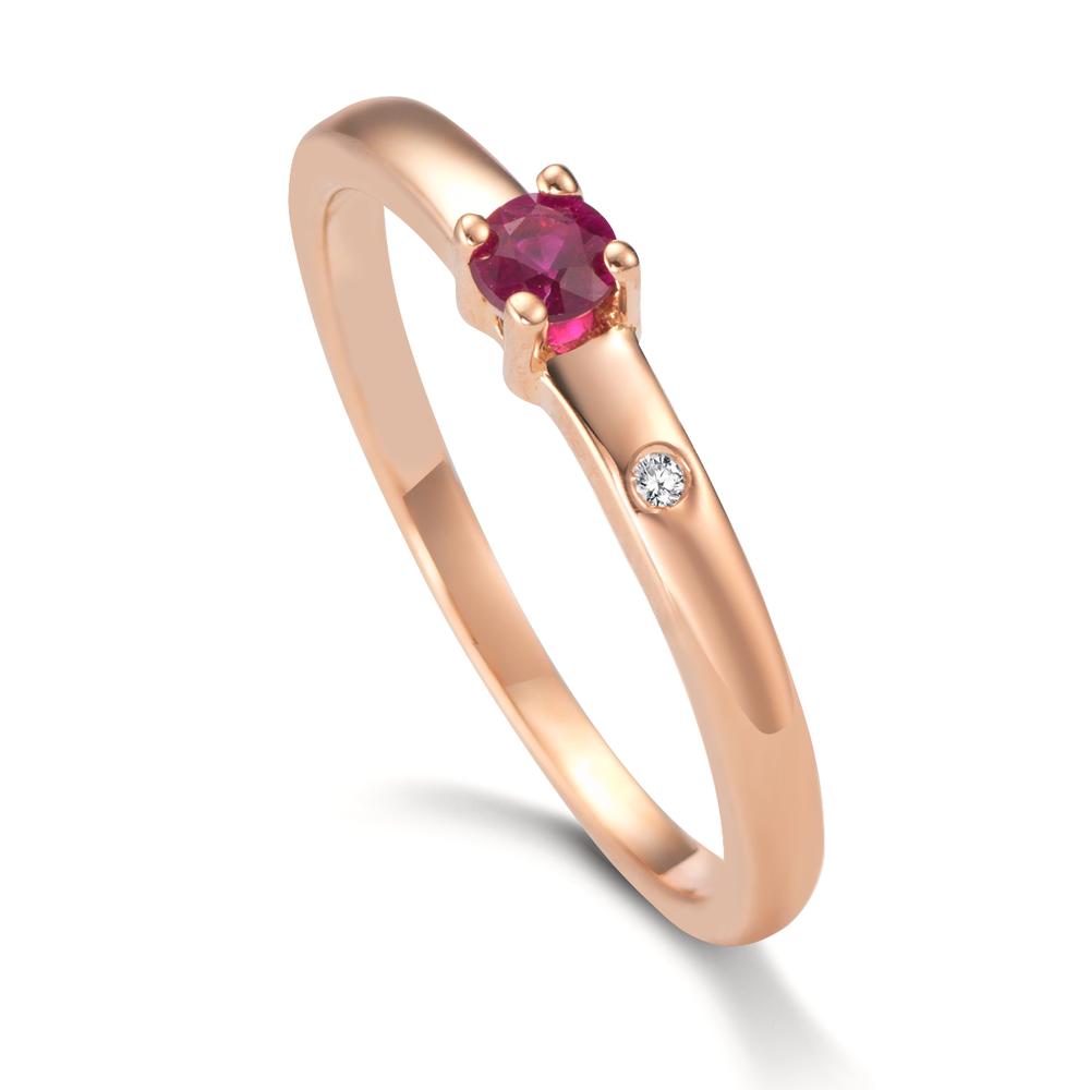 Bague solitaire Or rouge 18K Rubis 2 Pierres