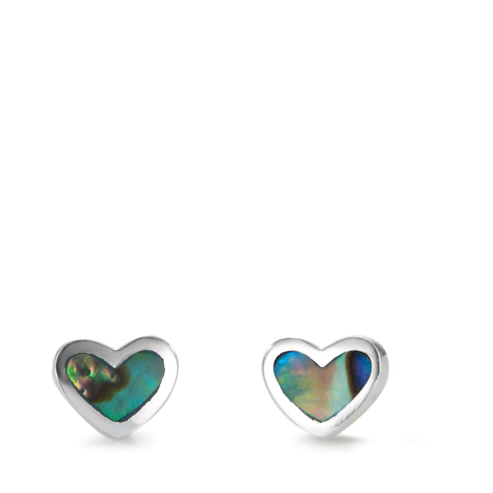 Orecchini a bottone Argento Abalone Cuore Ø6 mm