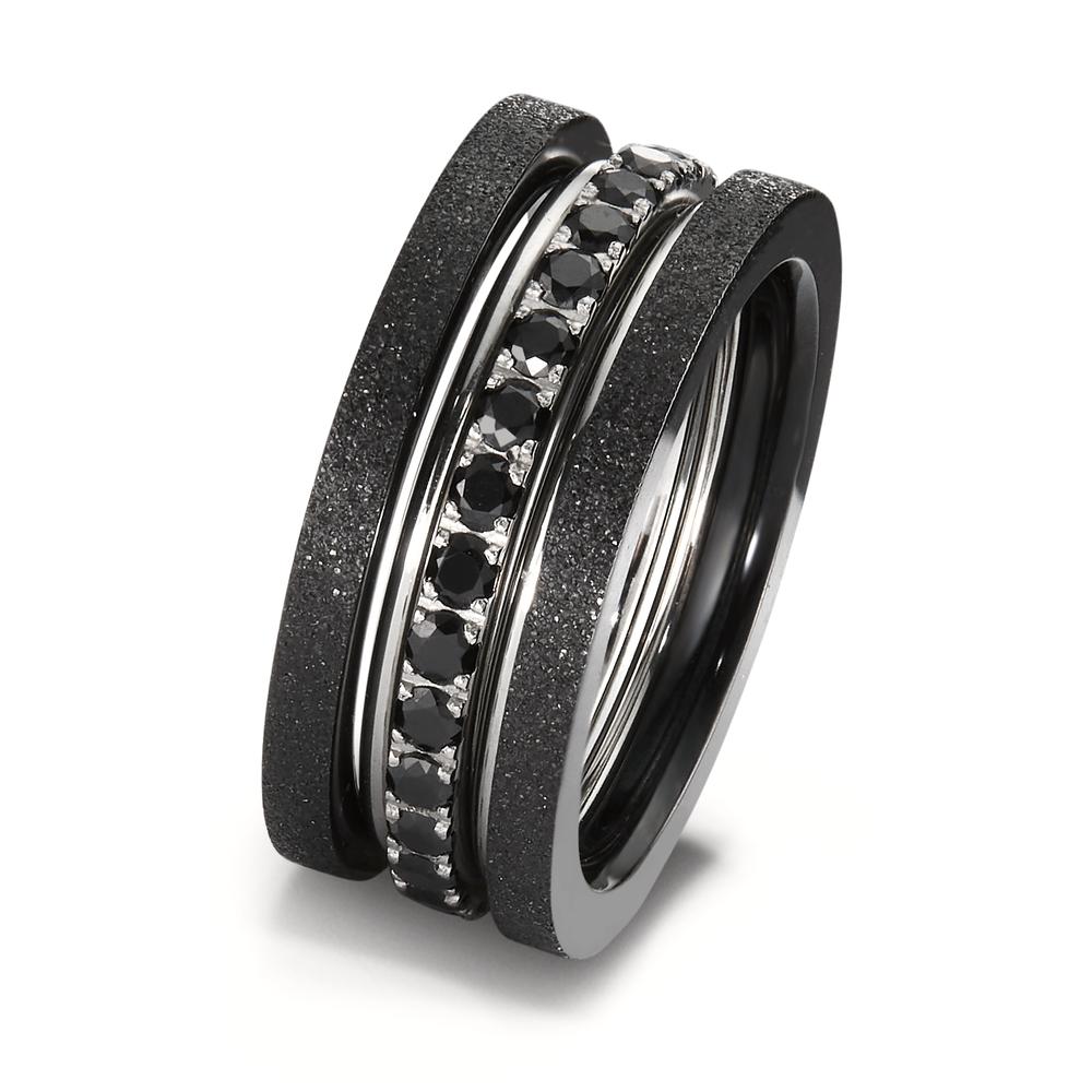 Bague Acier inoxydable Zircone noir