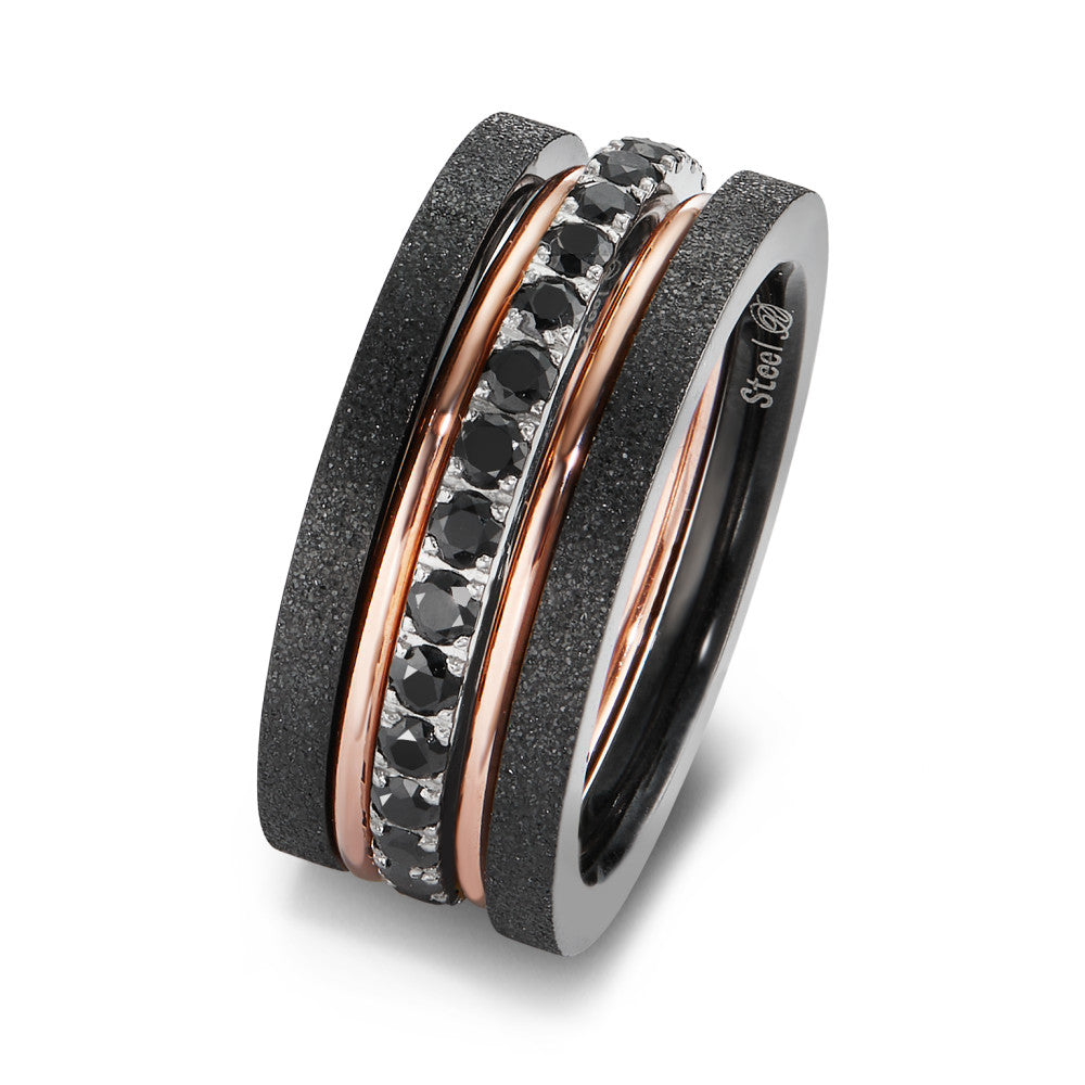 Bague Acier inoxydable Zircone noir