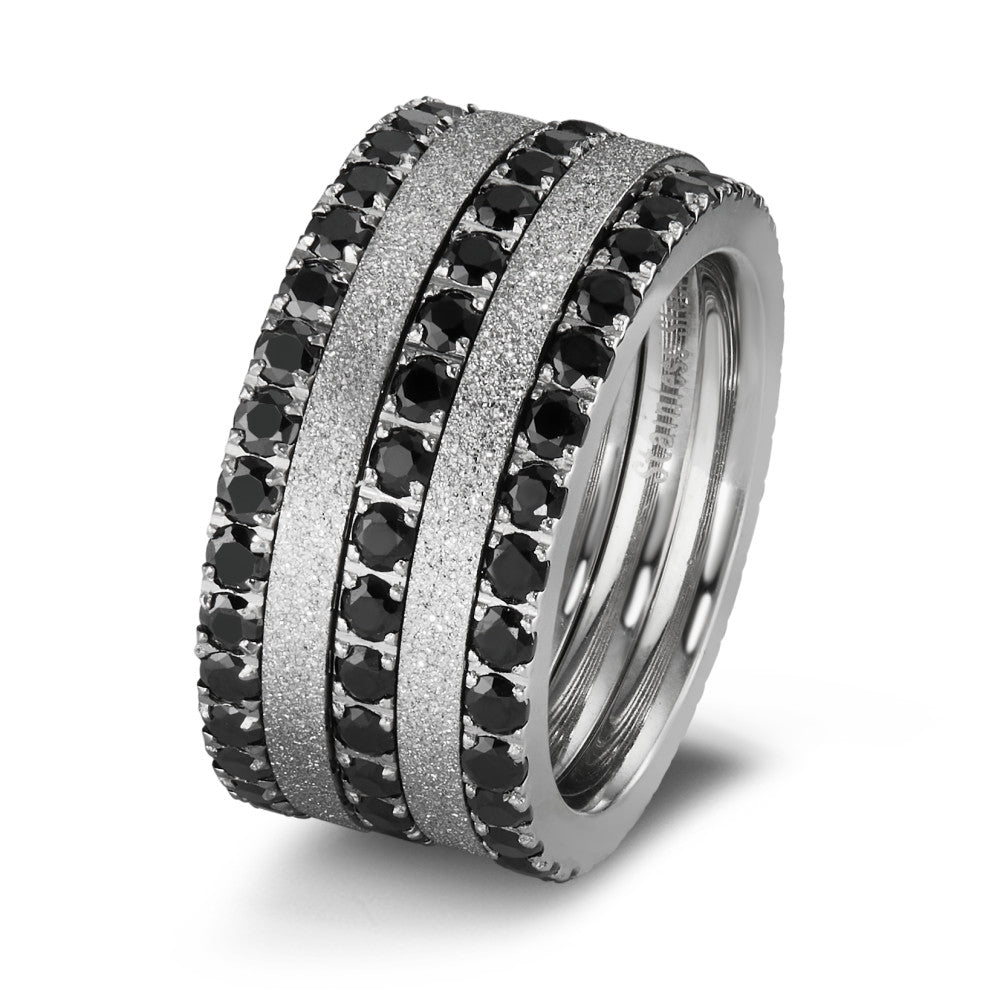 Bague Acier inoxydable Zircone noir