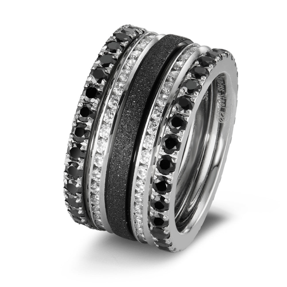 Bague Acier inoxydable Zircone noir