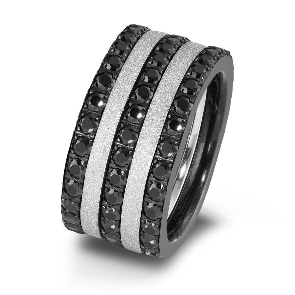 Bague Acier inoxydable Zircone noir