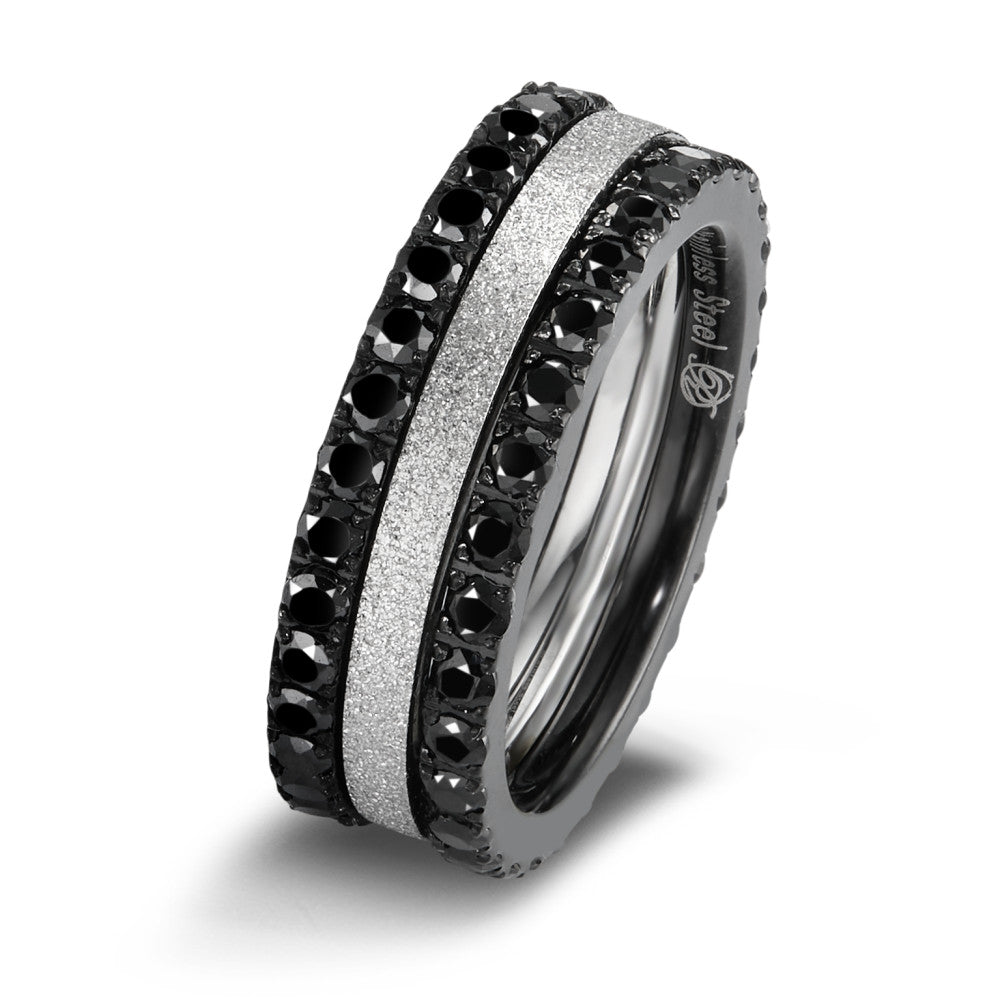 Bague Acier inoxydable Zircone noir