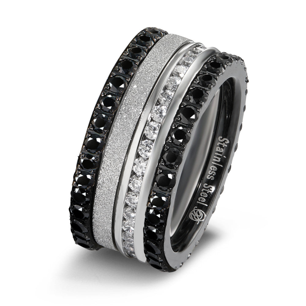 Bague Acier inoxydable Zircone noir