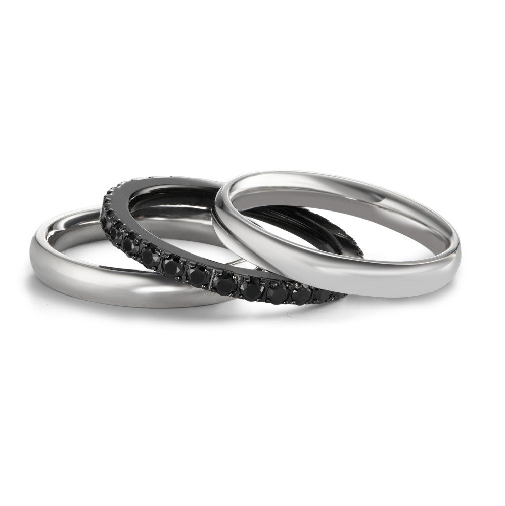 Bague Acier inoxydable Zircone noir