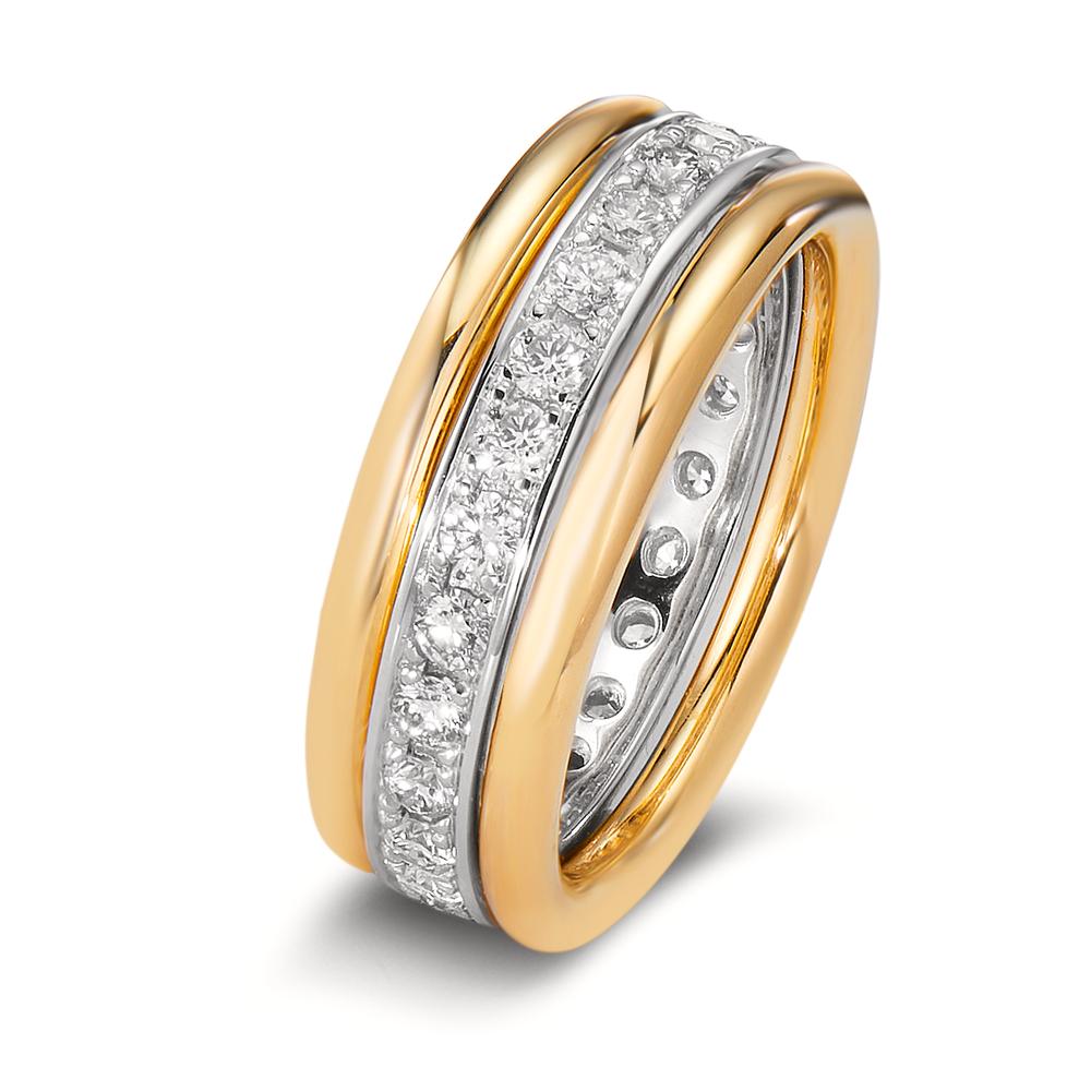 Bague Or blanc 18K, Or jaune 18K Diamant blanc, 1 ct, 25 Pierres, brillant