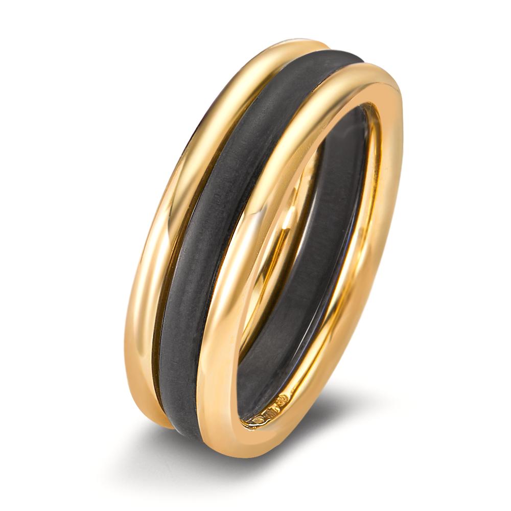 Bague Or jaune 18K, Carbone