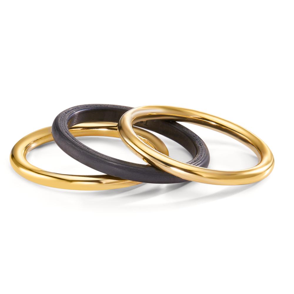 Bague Or jaune 18K, Carbone