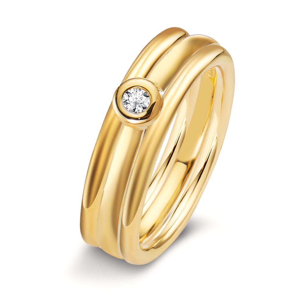 Bague Or jaune 18K Diamant blanc, 0.03 ct, w-si