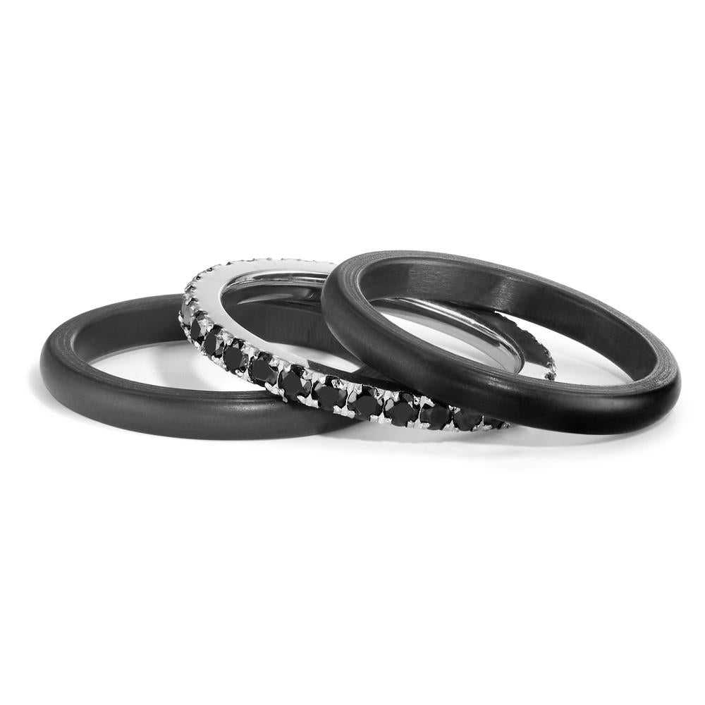 Bague Acier inoxydable, Carbone Zircone noir