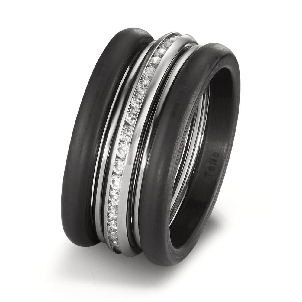 Bague Acier inoxydable, Carbone Zircone