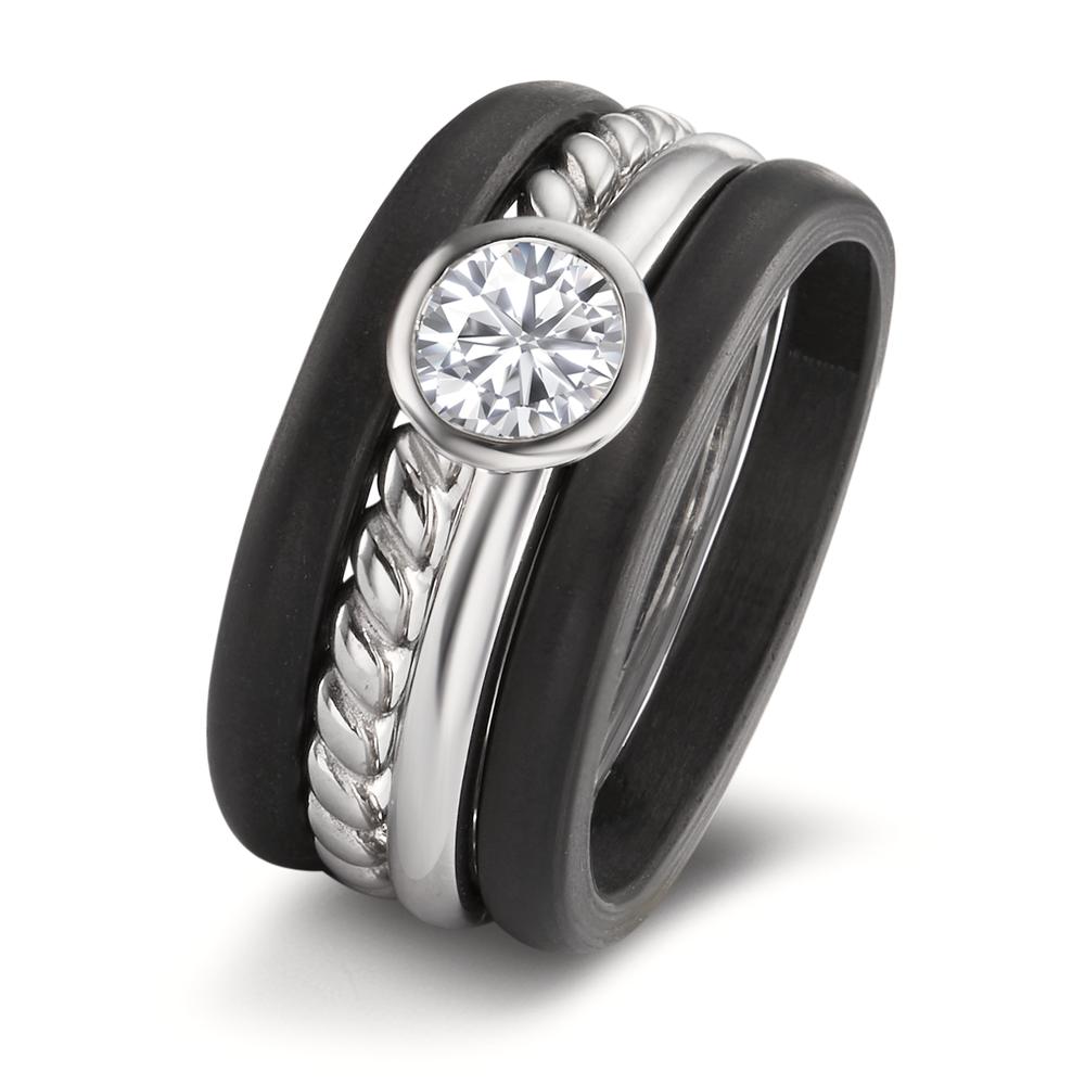 Bague Argent, Carbone Zircone