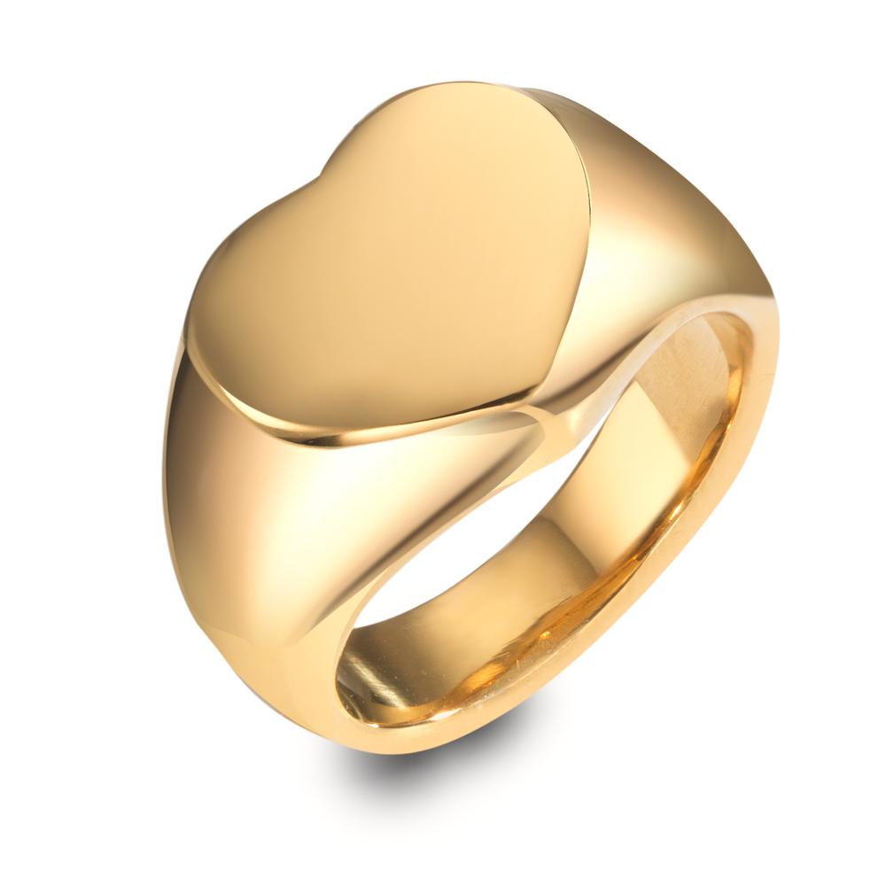 Bague Acier inoxydable jaune PVD Coeur