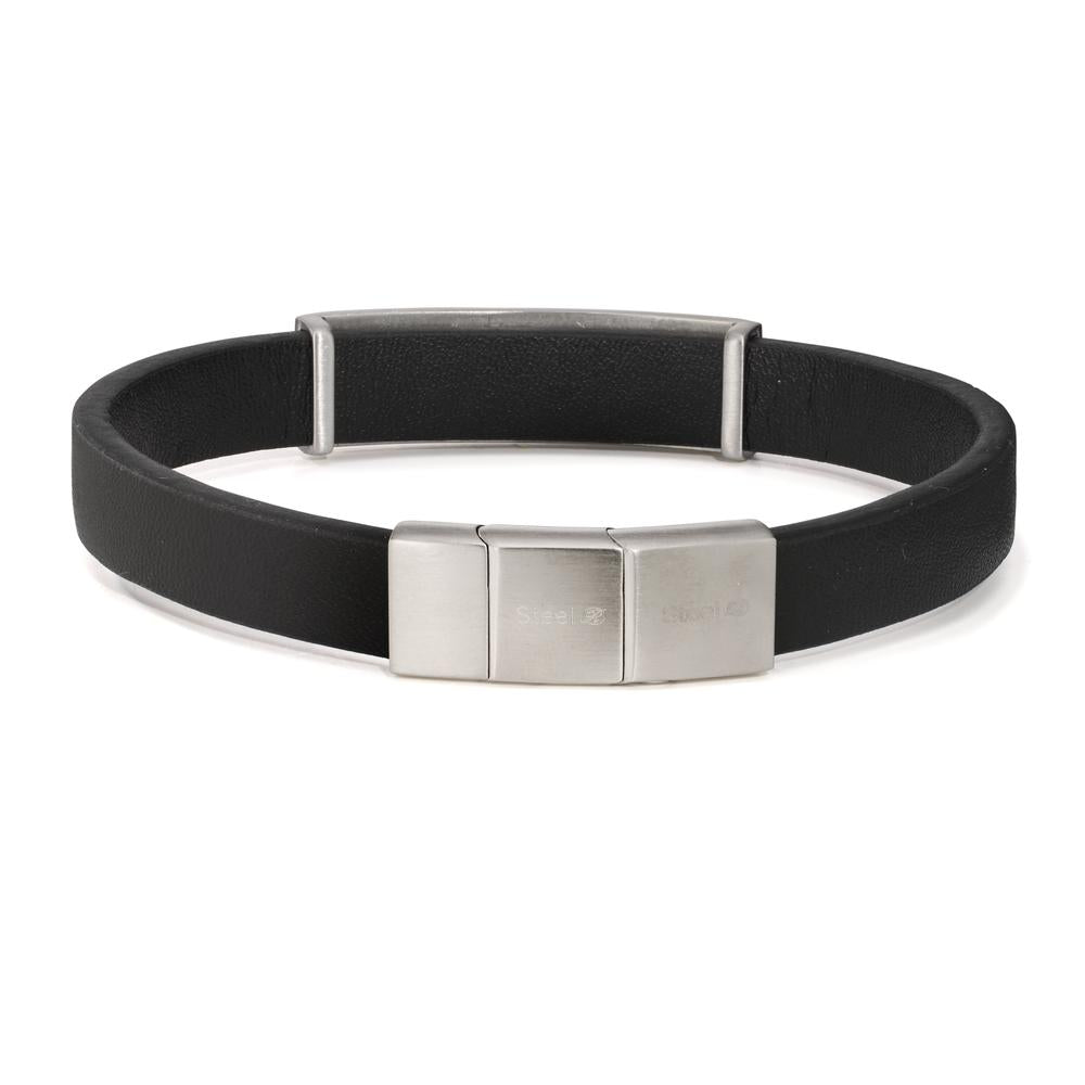 Bracciale con incisione Acciaio inossidabile, Pelle 20.5-21.5 cm