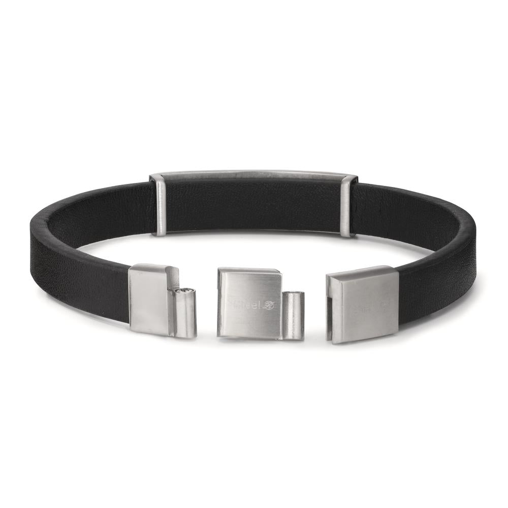 Bracciale con incisione Acciaio inossidabile, Pelle 20.5-21.5 cm