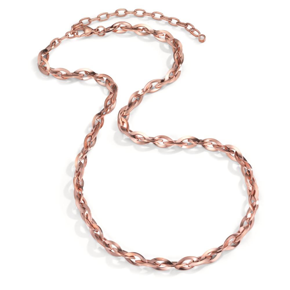 Collier Acier inoxydable Zircone rosé PVD 50-60 cm