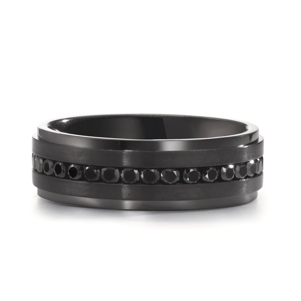 Bague Acier inoxydable Zircone noir noir PVD