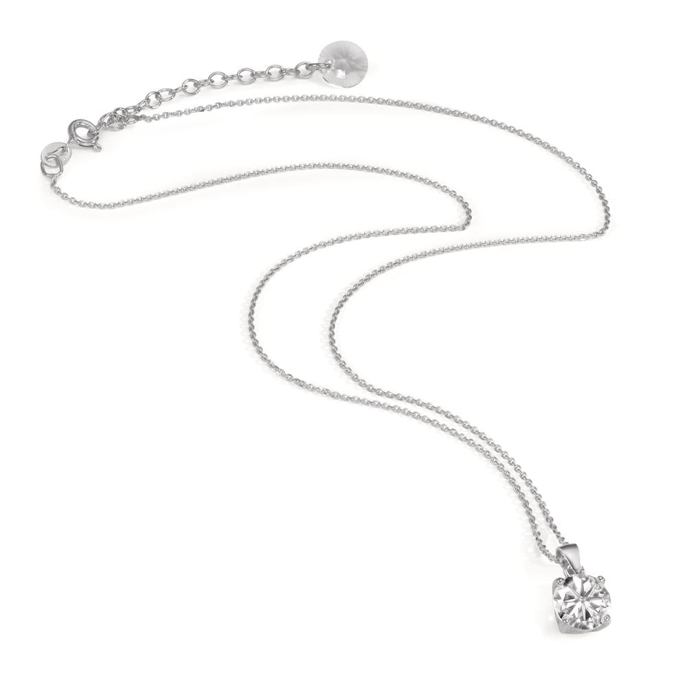 Collier Argent Zircone 2 Pierres Rhodié 42-47 cm