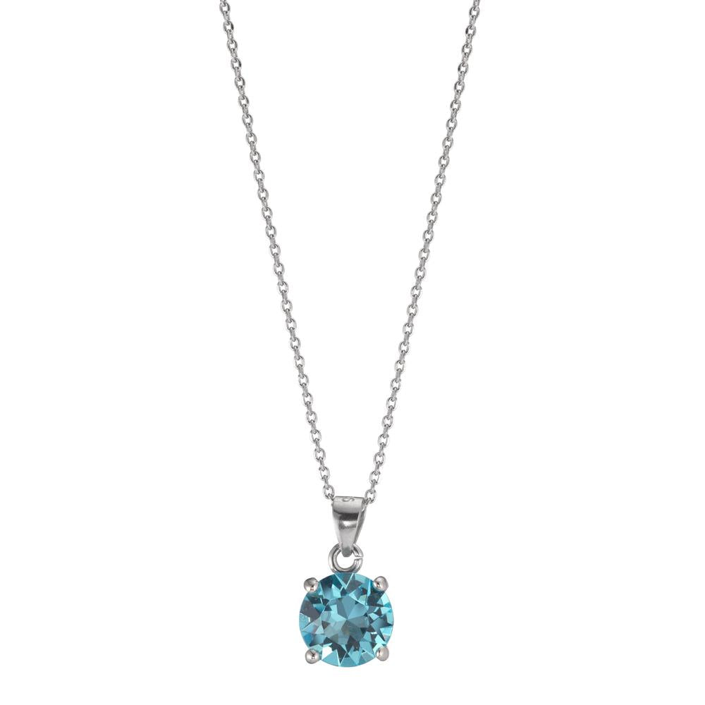 Collier Silber Zirkonia aqua rhodiniert verstellbar