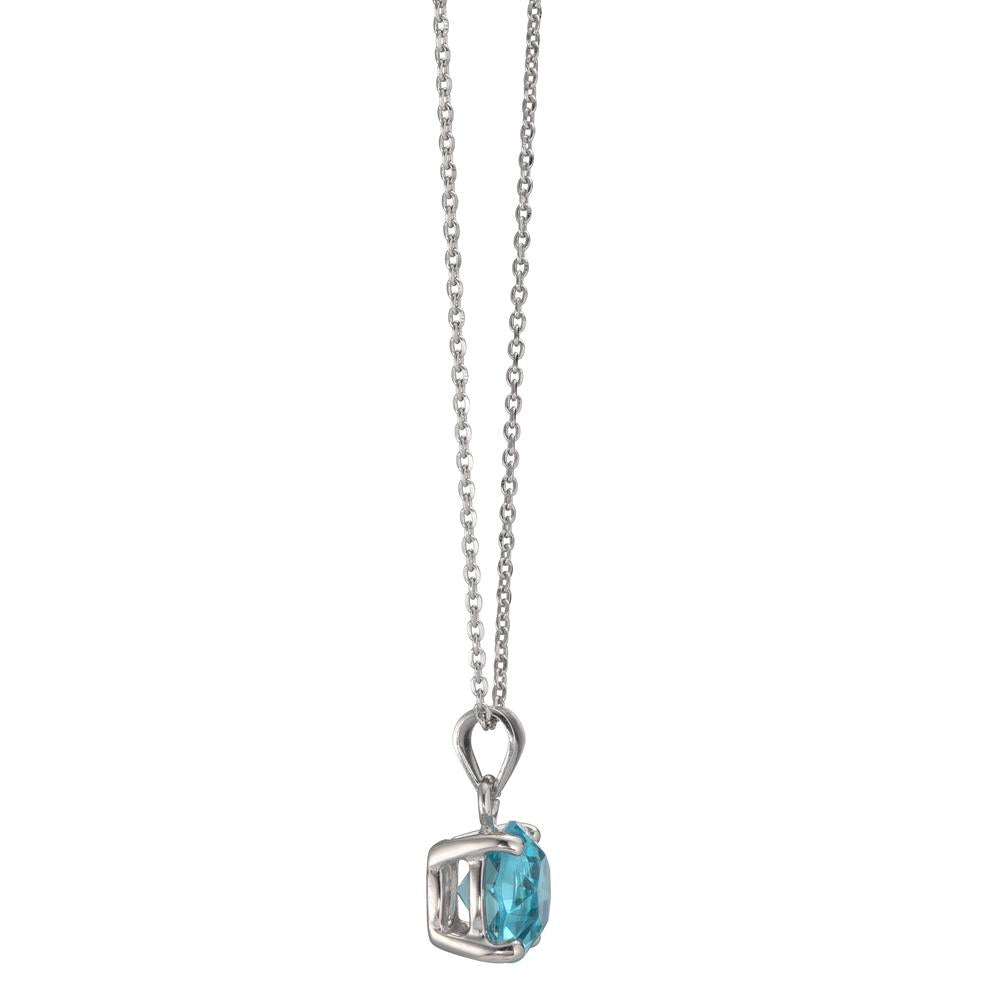 Collier Silber Zirkonia aqua rhodiniert verstellbar