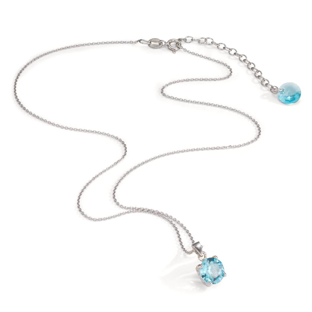 Collier Silber Zirkonia aqua rhodiniert verstellbar