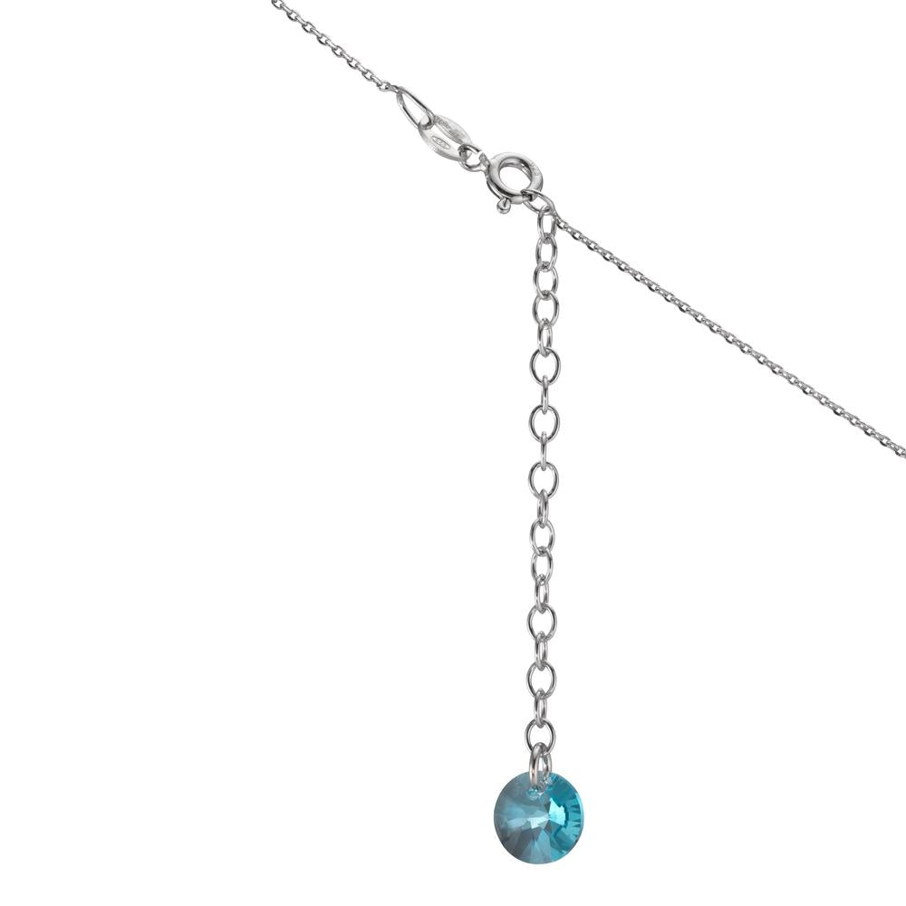 Collier Silber Zirkonia aqua rhodiniert verstellbar